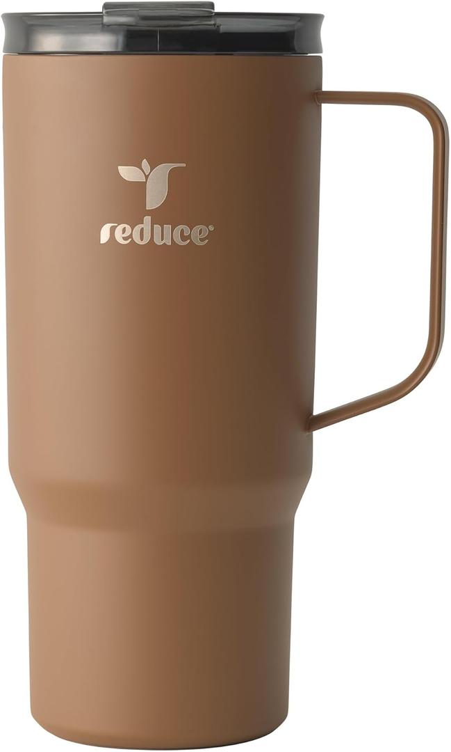 REDUCE 24 oz Hot1 Vacuum Insulated Mug for Hot Tea, Coffee and Other Hot Drinks - With Flo-Motion Lid and Handle, Single-Serve and Cupholder Friendly, Keeps Drinks Hot for up to 8 Hrs, Java