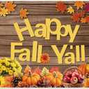 Leowefowa Happy Fall Y'all Backdrop Decorations 10x8ft Polyester Happy Fall Banner Photo Backdrop Pumpkin Patch Festival Harvest Backdrops Autumn Backdrops for Photoshoot Autumn Photo Booth Props