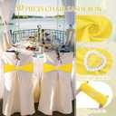 VitalCozy 50 Pcs Spandex Chair Sashes with Heart Shaped Buckle Slider Stretch Chair Cover Band Universal Elastic Chair Ties for Wedding Banquet Event Party Decoration(Yellow)