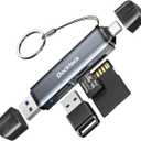 Dockteck SD Card Reader, 5G Super Speed USB3.0 SD/TF Card Reader, 3-Slot USB A/C to SD/Micro SD/USB A Memory Card Reader for UHS-I SD/Micro SD/SDHC/SDXC/MMC, Support OTG for Plug&Play