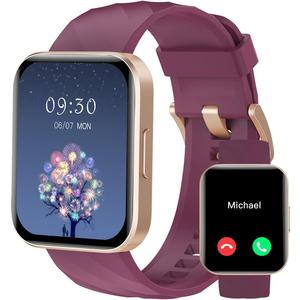 RUIMEN Smart Watches for Women Men (Answer/Make Calls) Compatible with iPhone/Android Phones, 1.85" HD Screen Fitness Tracker Heart Rate Monitor 100+ Sports Tracker Watch Waterproof (Purple)