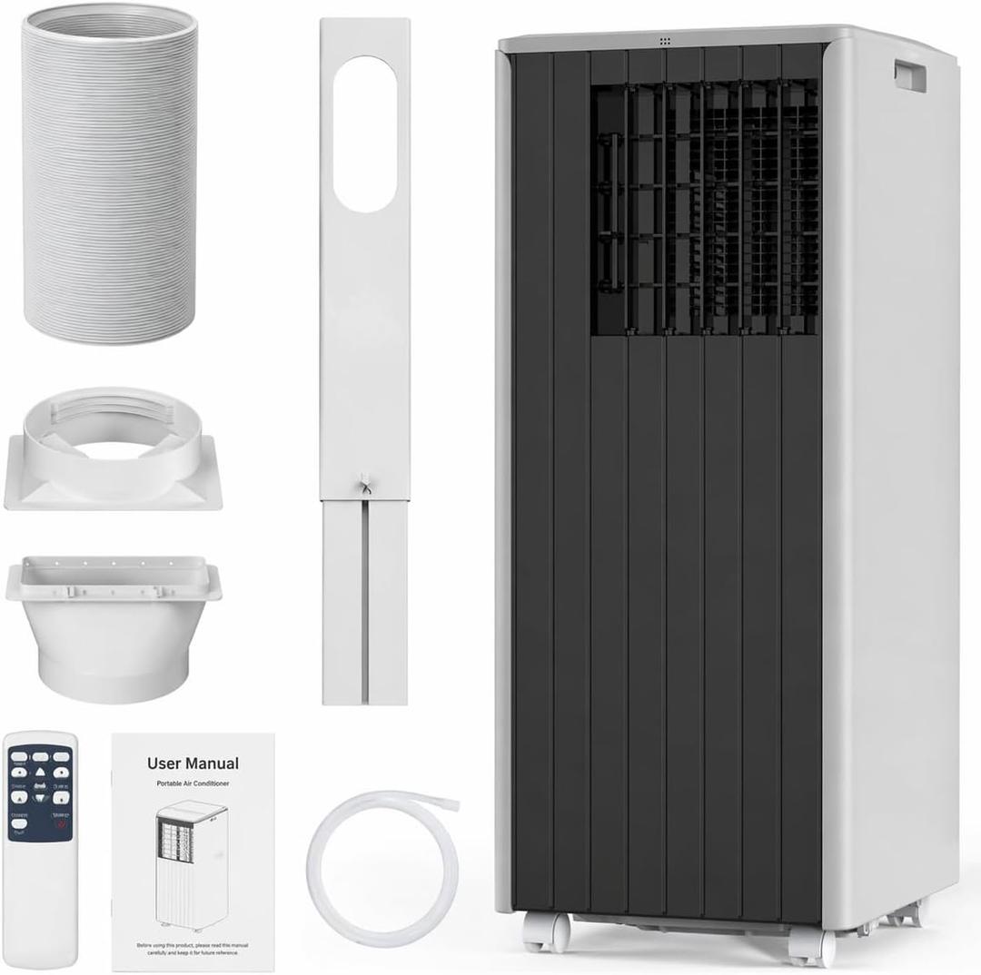 8,000 BTU Portable Air Conditioner, 4-in-1 AC Unit with Cool, Fan, Dehumidifier & Sleep Mode, Up to 350 Sq.Ft, Quiet Operation, 24H Timer & Remote Control for Bedroom, Living Room, Basement & Workshop