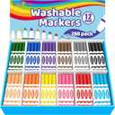 Washable Markers Bulk (288 Count), 12 Assorted Colors, Washable Markers for Kids Classroom School, Broad Tip Durable for Back to Classroom Art School Supplies Essentials