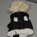 PINA Dog Coat with Built in Harness, Dog Jacket with Faux Fur Hood, Dogs Vest with Reflective Strap for Small Medium Large Dogs, Black, M (M(chest:17.3in, 6.6-8.8lb))