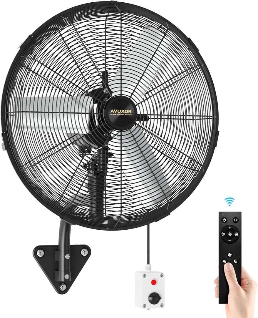 20'' Remote Control Outdoor Wall Mount Fan, 4 Speed Oscillating Wall Fan with All Sealed Brushless DC Motor, Heavy Duty Industrial Fans, Waterproof Fans for House, Garage, Warehouse, Factory