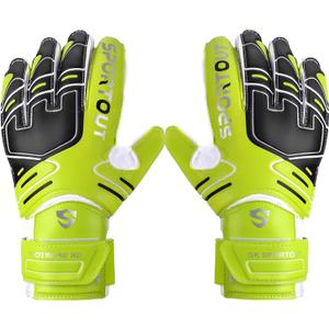 Sportout Youth&Adult Goalie Goalkeeper Gloves,Strong Grip for The Toughest Saves, with Finger Protect & 4+3MM Latex to Give Splendid Protection to Prevent Injuries,4 Colors (6, Green)