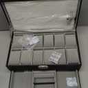 SONGMICS Watch Box, 12-Slot Watch Case Organizer with Large Glass Lid, 2 Layers, Removable Pillows, Metal Lock, Gift for Loved Ones, Black Synthetic Leather, Gray Lining UJWB012