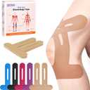 IEADEN Precut Kinesiology Tape for Knees, 10 Strips - Knee Support & Stability, Knee Pain Relief Athletic Tape - Waterproof & Elastic, Breathable Hypoallergenic Latex-Free Tape, Beige