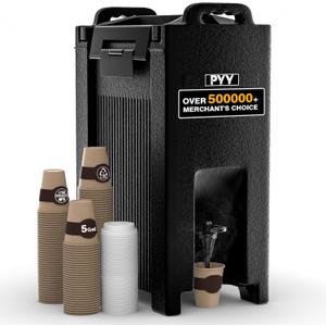 PYY Insulated Beverage Dispenser 5 Gallon - Hot and Cold Drink Container with Handles, Thermal Drink Dispenser Cooler Server carrier For Commercial Catering Black