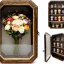 AMZWKT 10x16 Large Shadow Box Frame with Linen Back & Detachable Shelves - Carbonized Brown Shadow Box Display Case for Wedding Bouquet, Photos, Medals, Collectibles, Souvenirs & Home Decor