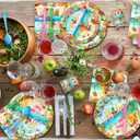 Hawaiian Flamingo Party Supplies Tableware Set - Tropical Luau Decorations Include Plates, Napkins, Cups, Cutlery, for Aloha Summer Beach Theme Party Supplies | Serves 24