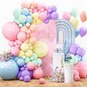 PartyWoo Pastel Balloon Arch Kit Garland 142pcs Different Sizes of 18 12 10 5 Inch Light Baby Pale Pink Blue Green Purple Yellow Orange Balloons for Baby Shower Graduation Birthday Party Decorations