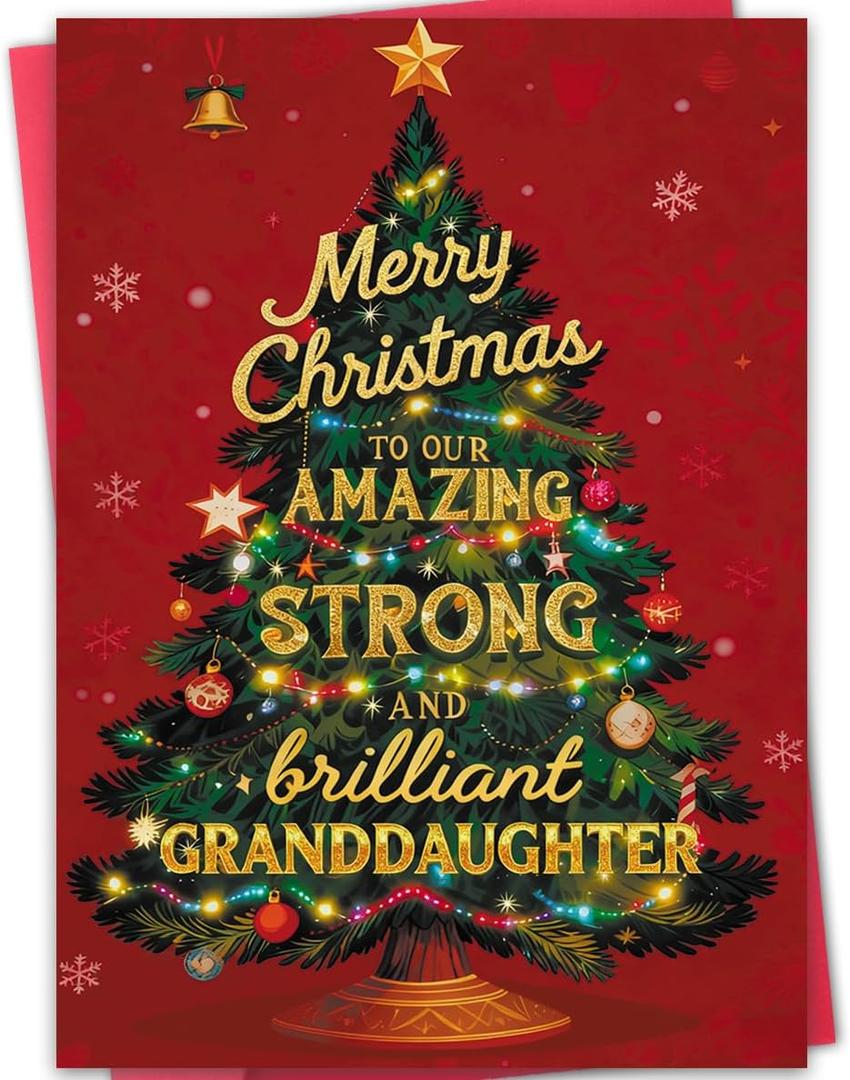 2 x Bestmelo Granddaughter Christmas Card, Granddaughter Christmas Gifts with Premium Envelope, 8x5.3 Inches, Double-Sided (BT-115)