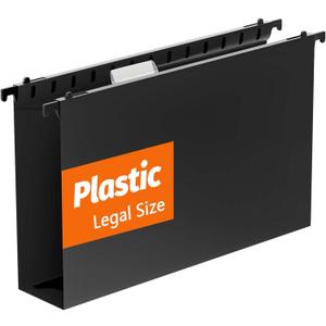 SHUTEX Extra Capacity Legal Size Plastic Hanging File Folders,12 Pack Reinforced Legal Size Hanging Folder with Heavy Duty 2 Inch Expansion,Filing Cabinet Folders,for Bulky Files, Medical Charts,Black (Black (No Side))