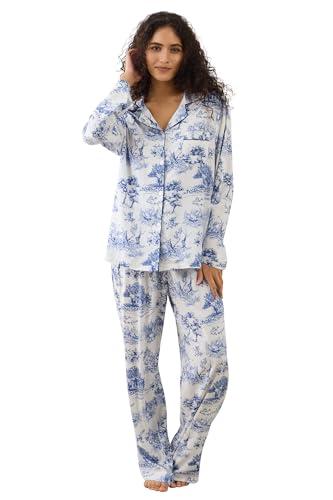 YiNi LuLu Womens Pajamas Set 2 Piece Long Sleeve Sleepwear Button Down Pjs Lounge Set Nightwear with Pockets S
