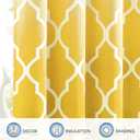 Metro Parlor Ombre Full Blackout Curtains 90 Inches Long 2 Panels for Living Room Bedroom Yellow White Moroccan Geo Patterned Room Darkening Thermal Insulated Grommet Top Window Treatment Drapes,52x90