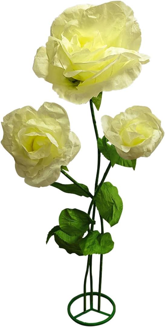 Giant Peony Artificial Flower 3PCS, Yellow Foldable Fake Flowers