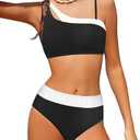 Tomolant Girls Swimsuit Bikini Set Color Block Cut Out Two Piece Bathing Suit with Chest Pad Adjustable Straps Swimwear 11-12 Y