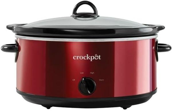 7-Quart Manual Slow Cooker, Red Stainless Steel, Enjoy Healthy, Delicious Meals Without Cleaning Up More Than One Pot