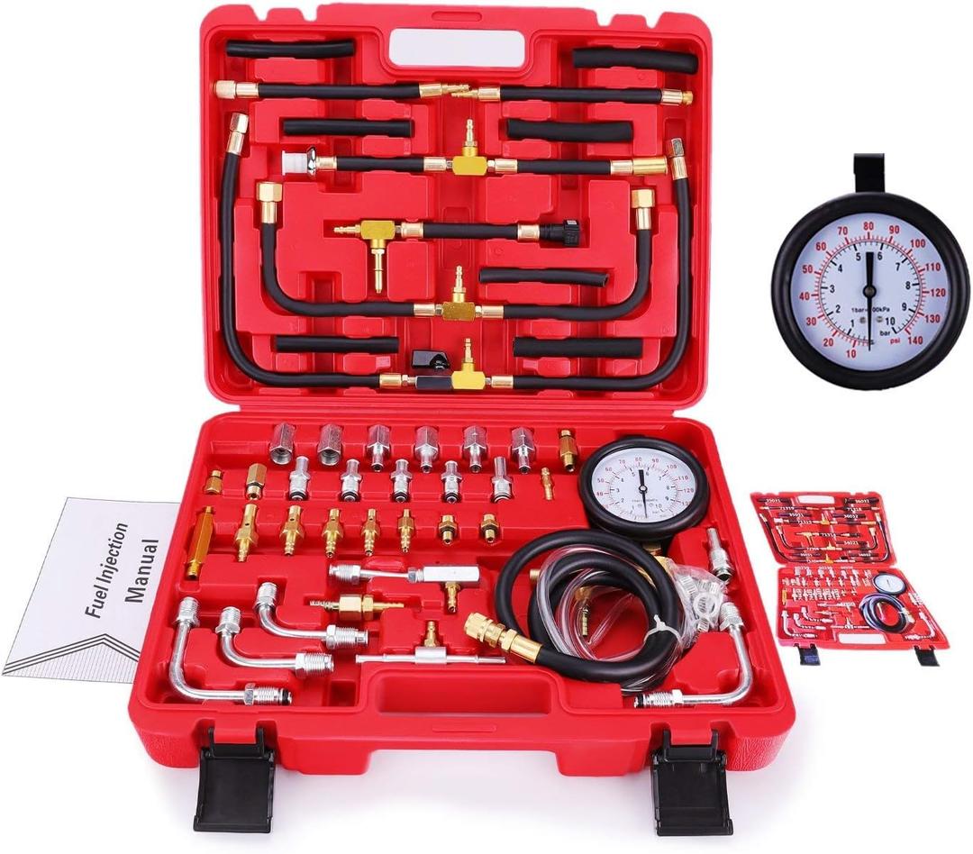 BETOOLL Pro Fuel Injection Pressure Tester Kit Gauge 0-140 PSI (Senior)