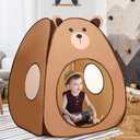 Kids Play Tent Lucky Castle Pop Up Tent for Kid Cute Tent for Boys and Girls Indoor Outdoor Play Tent with Storage Bag Perfect Kids Gift(Brown Bear)