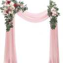 Floroom Arch Flowers with Drapes Kit (Pack of 4) - 2pcs Artificial Dusty Rose & Burgundy Floral Swag Arrangement with 2pcs Draping Fabric for Wedding Ceremony Arbor and Reception Backdrop Decoration