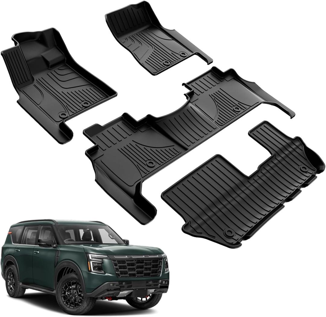 AOMSAZTO Floor Mats for Nissan Armada/Infiniti QX80 2025 2026 8 Seats (Not Fit 7 Seats)-All Weather Protection