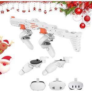 Relohas VR Handle Accessories for Meta Quest 2,3,3S, Gun Stock for Oculus Quest, Weighted Controller Grips, Enhance Realistic FPS Gaming Experience (Orange)