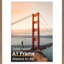 A1 Picture Frame, Rustic Brown Solid Wood Frame with Acrylic Plexiglass for Pictures A2 with Mat or A1 without Mat, Wall Mounting Display Photo Frame 1 Pack