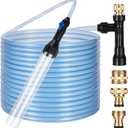 DXOPHIEX Gravel Vacuum for Aquarium Fish Tank Siphon Aquarium Water Changer with Three Metal Faucet Adapter and Long Hose 50 Feet