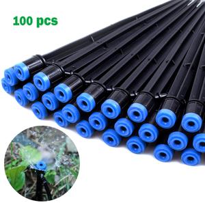100PCS Blue,Green Quick-Connect Drip Irrigation Emitters Fan Shape for 1/4 inch Irrigation Tubing, Adjustable Water Flow Drip Emitters with Stake, 360 Degree Sprayer for Irrigation System (100,1/4)