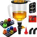 18-Piece No Spill Engine Oil Funnel Kit, 1.59QT/ 1.5L Automotive Coolant Funnel Set, 12 Adapters, Elbow Fitting, Arrow Screen & Magnetic Tray, Compatible with GM, Ford, BMW, Audi, Land Rover Etc