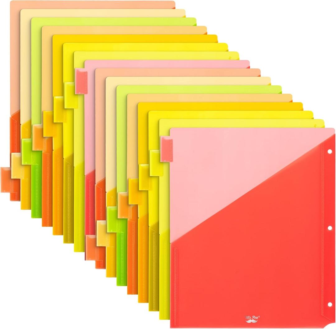 Mr. Pen- Binder Dividers with Pockets and Tabs, 2 Sets, 8 Pack/Set, Colorful, 3 Ring Binder Dividers with Tabs and Pockets on Both Sides (Citrus Fresh)