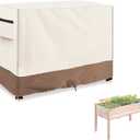 Outdoor Raised Garden Bed Winter Cover with Split Zipper,Waterproof Heavy Duty Cover for 48 x 24 x 30 inch Elevated Wood Planter Box Stand(Beige,Covers only)