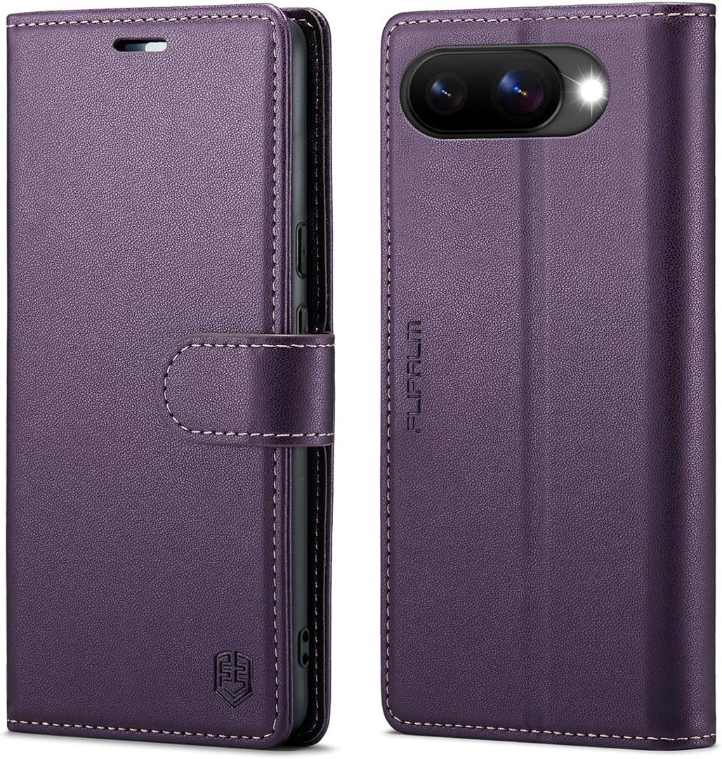 Wallet Case for Google Pixel 10a, RFID Blocking Credit Card Holder, PU Leather Folio Flip Kickstand Protective Shockproof Cover for Pixel 10a (Purple)