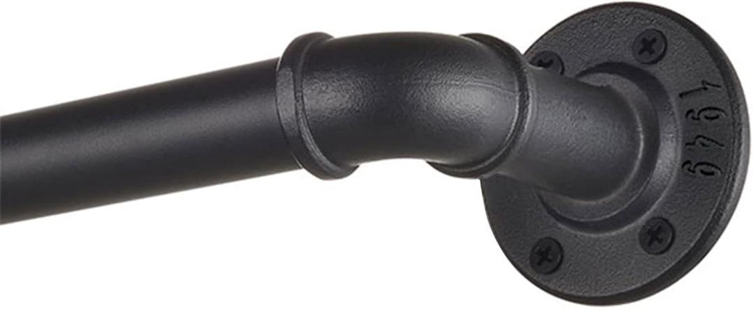 Blackout Industrial Curtain Rods for Windows, 1 Inch Pipe Wrap Around Indoor/Outdoor Room Divider Curtain Rods, 72-144 Inch, Black (72" to 144")