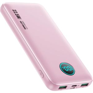 Portable Charger 10800mah,Ultra Slim 22.5W LCD Display Power Bank,Dual QC 4.0 PD USB C Fast Charging Battery Pack,3 Outputs Portable Phone Charger Compatible with iPhone Samsung Android Phone etc (Pink)