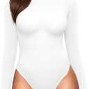MANGOPOP Bodysuits for Women Crew Neck Long Sleeve Bodysuit Tops Going Out T Shirts Tops (X-Small)