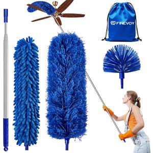 Dusters for Cleaning, Duster with Extension Pole 5 in 1 Kit, Cobweb Duster, Long Dusters for High Ceilings, Microfiber Dusters for Ceiling Fan, Blinds and Furniture