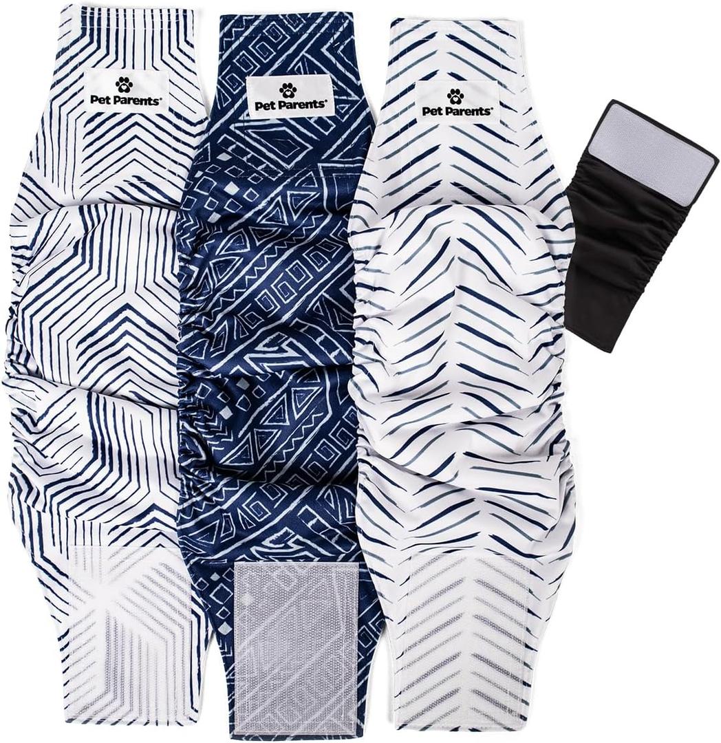 Pet Parents Washable Belly Bands for Male Dogs (3pack) + Extendrs of Durable Dog Diapers Male, Premium Male Dog Diapers & Dog Wraps (Small, Kahuna) (Small (13-16"))