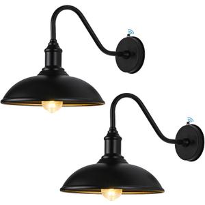 Outdoor Barn Light Fixtures - Dusk to Dawn Exterior Farmhouse Lighting for House with Anti-ponding Bottom, Barn Lights Outdoor Gooseneck Lighting (12.5" Diameter, 2 Pack)