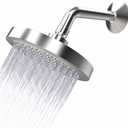 High Pressure Shower Head Anti-Clogging Silicone Nozzles 1.8 GPM Removable Restrictor - Easy to Clean - Easy to Install with Plumbers Tape - 6 inch - Brushed Nickel Finish (Chrome, 1.8GPM)