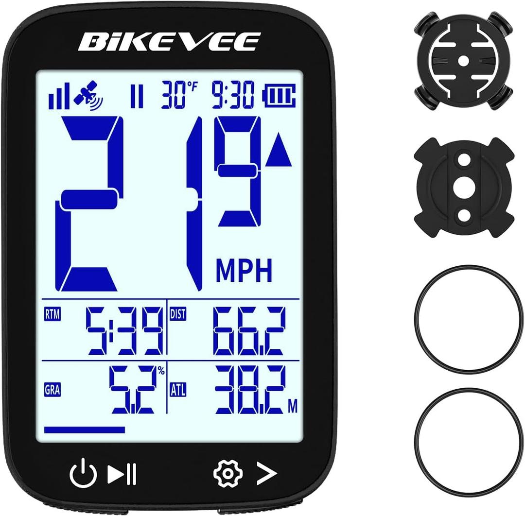 Bike Speedometer GPS Wireless Cycling Computer Auto Start/Stop, Auto Backlight, Waterproof Bicycle Odometer MPH KM/H, 2.4" LCD Display