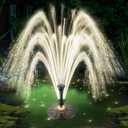 Electric Floating Pond Fountain Wram White LED Lights, Built-in Filter System, Waterfall Fountain Pump,32.8ft Power Cord, Day and Night Lighting, Energy Saving for Above Ground Pools