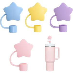 3 x 4Pcs Cute Star Straw Covers Cap Toppers Compatible with Stanley 30&40 oz Tumbler Cups,Reusable Cute Silicone Straw Tips Lids Protectors for 0.4 in/10mm Stanley Cups Straws Accessories