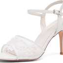 NEWBELLA Square Toe Heeled Sandals Comfortable Elegant Dress Shoes for Wedding Party Evening Occasions with Adjustable Ankle Strap, Size 11