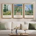3 Piece Framed Claude Monet Landscape Wall Art for Living Room, 16x24 Inch, 16"W x 24"Hx3Pcs