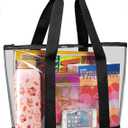 Handy Laundry Clear Tote Bag - Zipper Closure, Long Shoulder Strap, Fabric Trimming. (Black)