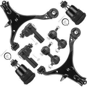 Front Lower Control Arms w/Ball Joints Sway Bars Outer Tie Rods Replacement Suspension Kit for 2001-2005 Civic (Not for SI models) (8pc)