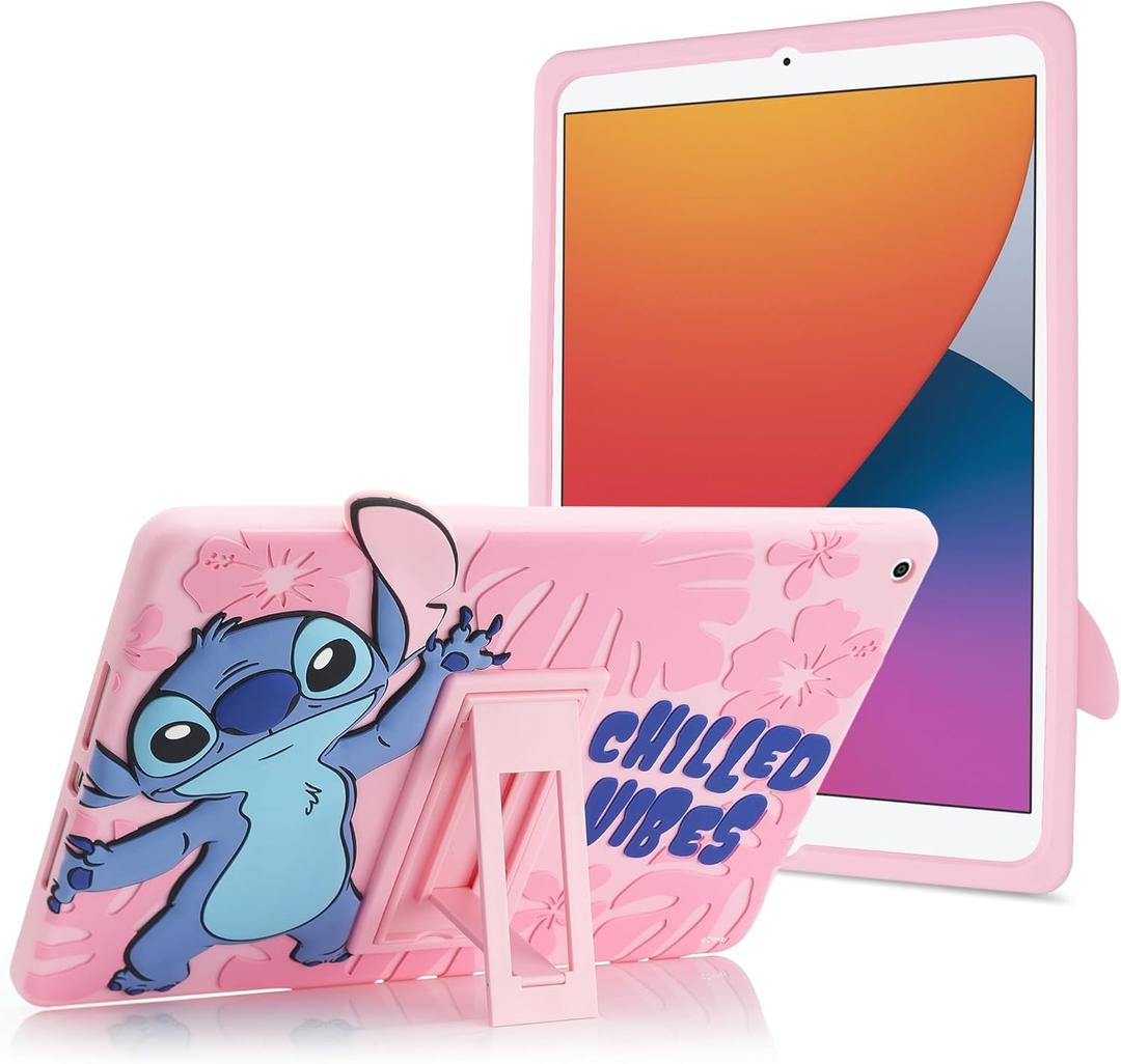 Disney Lilo and Stitch Kids Case for iPad - 9th Generation iPad Case, iPad 8th Generation Case, iPad 7th Generation Case - 10.2 2019/2020/2021 - Tablet Cover with Stand, Shockproof Silicone
